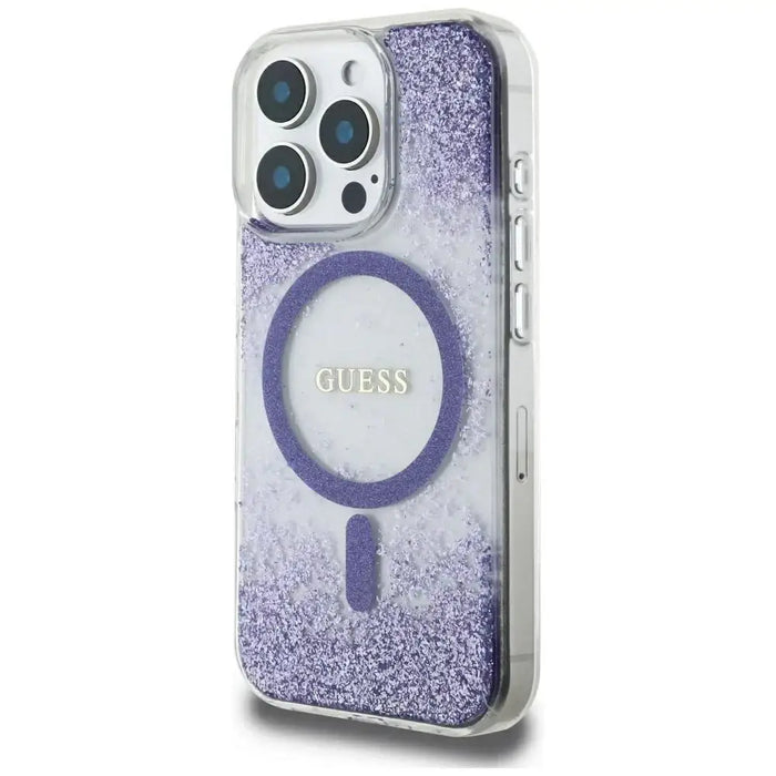 Guess HC Resin Bottom Glitter MagSafe case for iPhone 16 Pro - purple - Cell phone cases and covers<<<HurtelXML