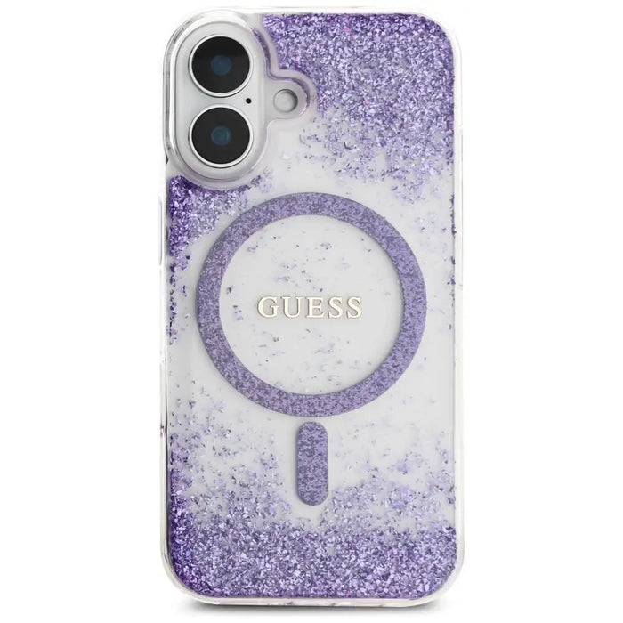 Guess HC Resin Bottom Glitter MagSafe case for iPhone 16 - purple - Cell phone cases and covers<<<HurtelXML