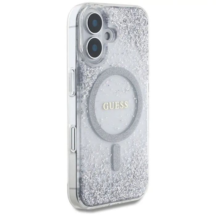 Guess HC Resin Bottom Glitter MagSafe case for iPhone 16 - silver - Cell phone cases and covers<<<HurtelXML