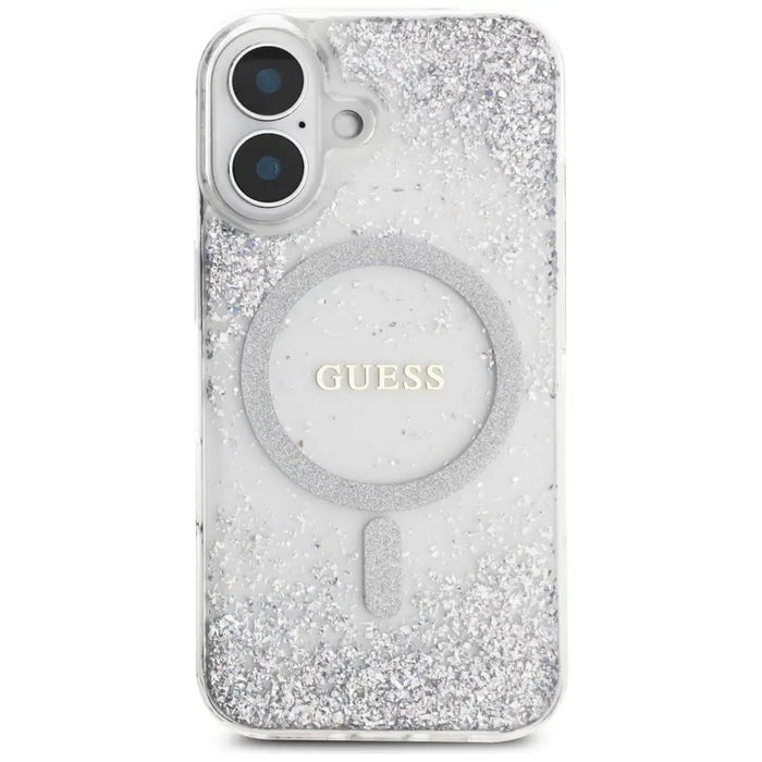 Guess HC Resin Bottom Glitter MagSafe case for iPhone 16 - silver - Cell phone cases and covers<<<HurtelXML