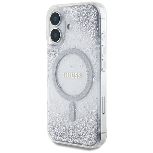Guess HC Resin Bottom Glitter MagSafe case for iPhone 16 - silver - Cell phone cases and covers<<<HurtelXML
