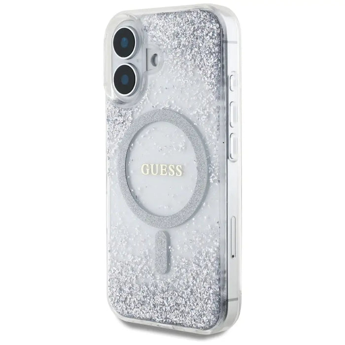 Guess HC Resin Bottom Glitter MagSafe case for iPhone 16 - silver - Cell phone cases and covers<<<HurtelXML