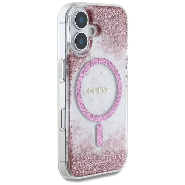 Guess HC Resin Bottom Glitter MagSafe iPhone 16 Case - Pink - Cell phone cases and covers<<<HurtelXML