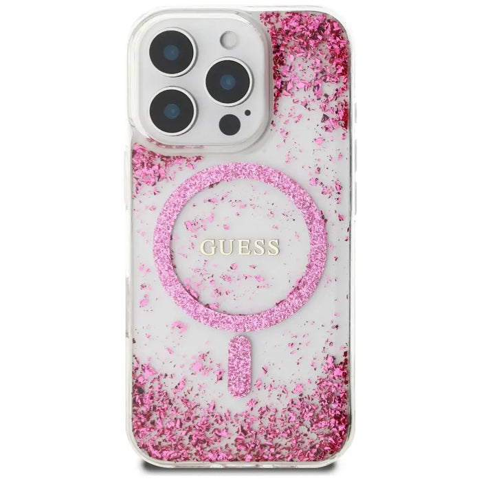 Guess HC Resin Bottom Glitter MagSafe iPhone 16 Pro Case - Pink - Cell phone cases and covers<<<HurtelXML