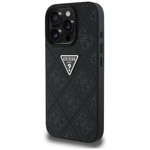 Guess Hot Stamp 4G Pattern Triangle Metal Logo case for iPhone 16 Pro - black - Cell phone cases and covers<<<HurtelXML