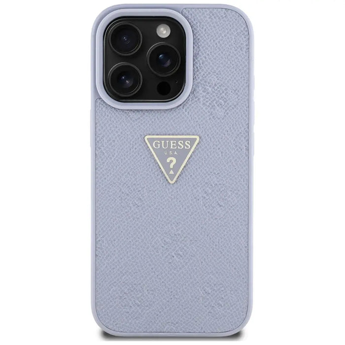 Guess Hot Stamp 4G Pattern Triangle Metal Logo Case for iPhone 16 Pro Max - Purple - Cell phone cases