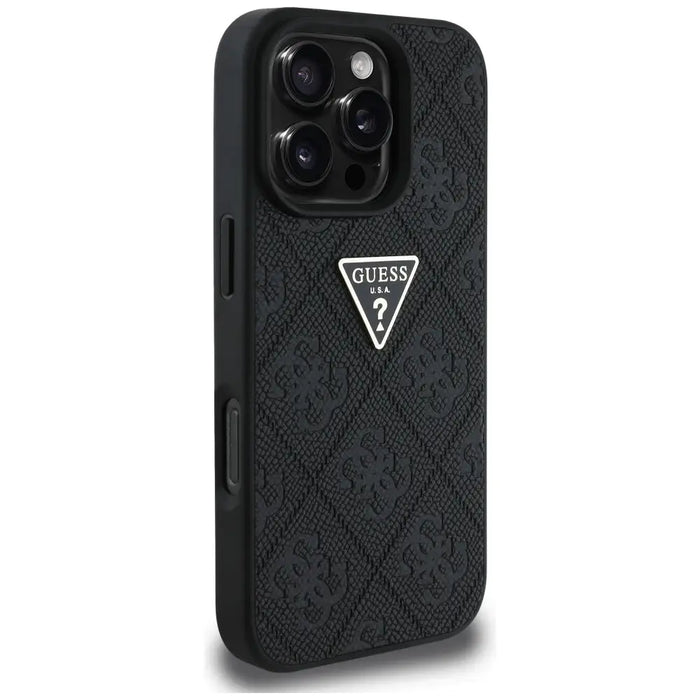 Guess Hot Stamp 4G Pattern Triangle Metal Logo case for iPhone 16 Pro - black - Cell phone cases and covers<<<HurtelXML