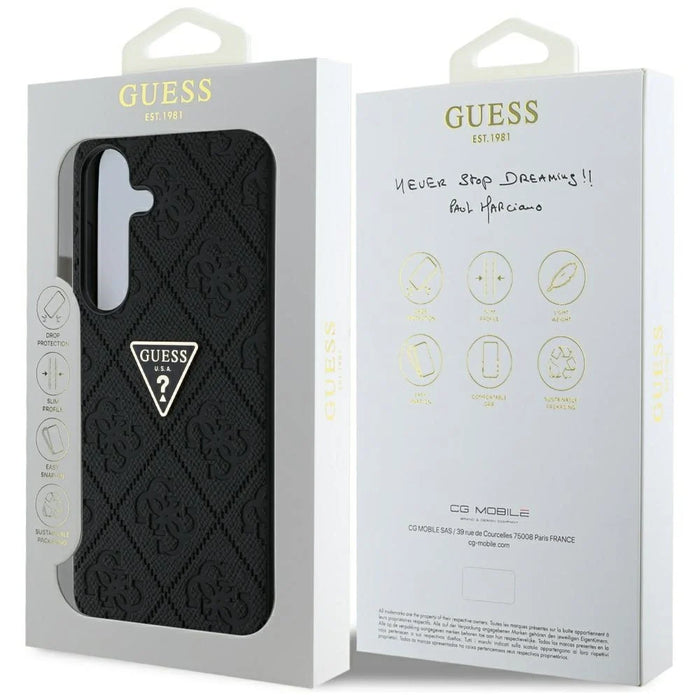 Guess Hot Stamp 4G Pattern Triangle Metal Logo case for Samsung Galaxy S25 - black - Cell phone cases