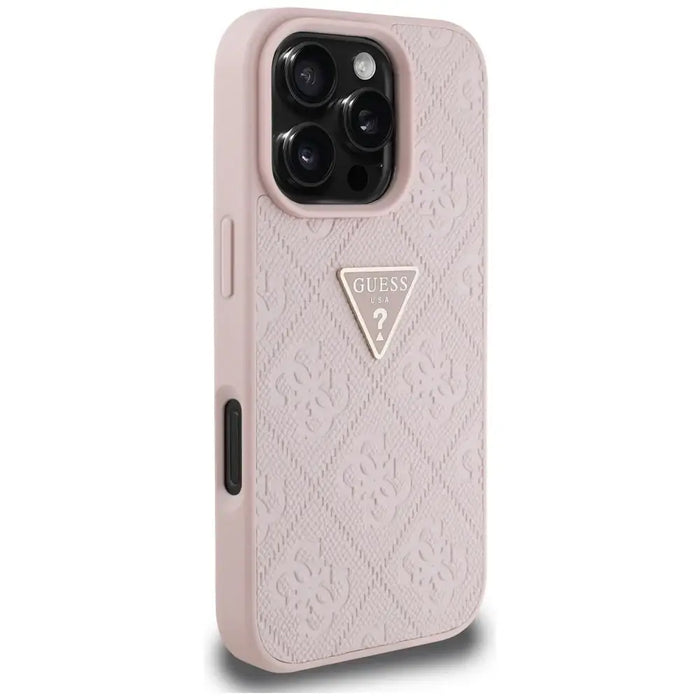 Guess Hot Stamp 4G Pattern Triangle Metal Logo iPhone 16 Pro Case - Pink - Cell phone cases and covers<<<HurtelXML
