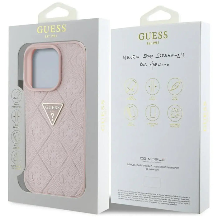 Guess Hot Stamp 4G Pattern Triangle Metal Logo iPhone 16 Pro Case - Pink - Cell phone cases and covers<<<HurtelXML