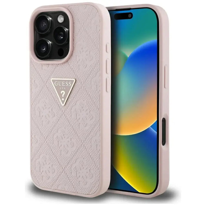 Guess Hot Stamp 4G Pattern Triangle Metal Logo iPhone 16 Pro Case - Pink - Cell phone cases and covers<<<HurtelXML