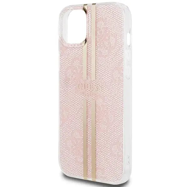 Guess IML 4G Gold Stripe case for iPhone 15 Plus / 14 Plus - pink - Cell phone cases and covers<<<HurtelXML