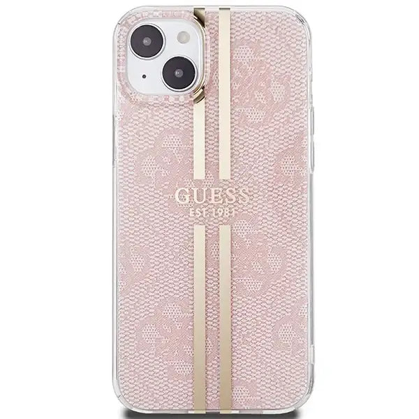 Guess IML 4G Gold Stripe case for iPhone 15 Plus / 14 Plus - pink - Cell phone cases and covers<<<HurtelXML