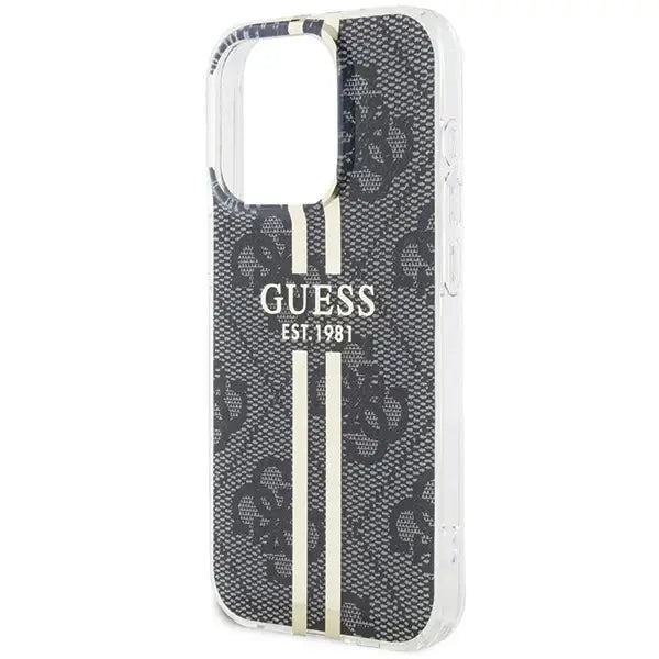 Guess IML 4G Gold Stripe case for iPhone 15 Pro Max - black - Cell phone cases and covers<<<HurtelXML