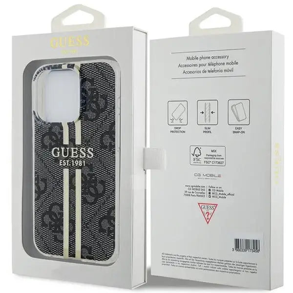 Guess IML 4G Gold Stripe case for iPhone 15 Pro Max - black - Cell phone cases and covers<<<HurtelXML