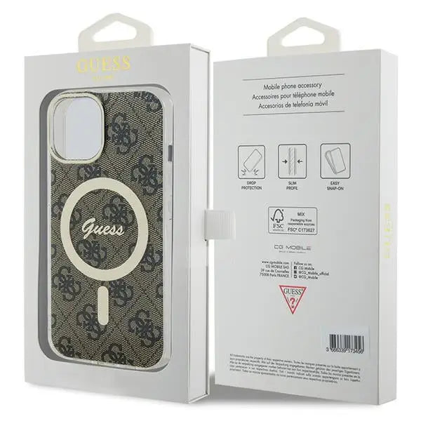 Guess IML 4G MagSafe iPhone 15 Plus Case - Brown - Cell phone cases and covers<<<HurtelXML