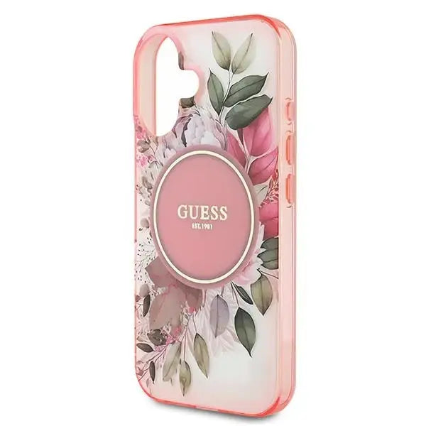 Guess IML Flower & Tonal Circle MagSafe iPhone 16 Plus Case - Pink - Cell phone cases and covers<<<HurtelXML
