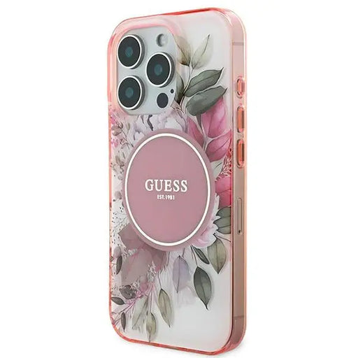Guess IML Flower & Tonal Circle MagSafe iPhone 16 Pro Max Case - Pink - Cell phone cases and covers<<<HurtelXML