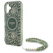 Guess IML Flowers Allover Electro With Pearl Strap MagSafe case for iPhone 16 - green - Cell phone cases