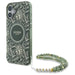 Guess IML Flowers Allover Electro With Pearl Strap MagSafe case for iPhone 16 - green - Cell phone cases