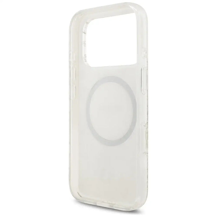 Guess IML Flowers Electro Pearl Strap MagSafe Case for iPhone 17 Pro - White - Cell phone cases and covers<<<HurtelXML