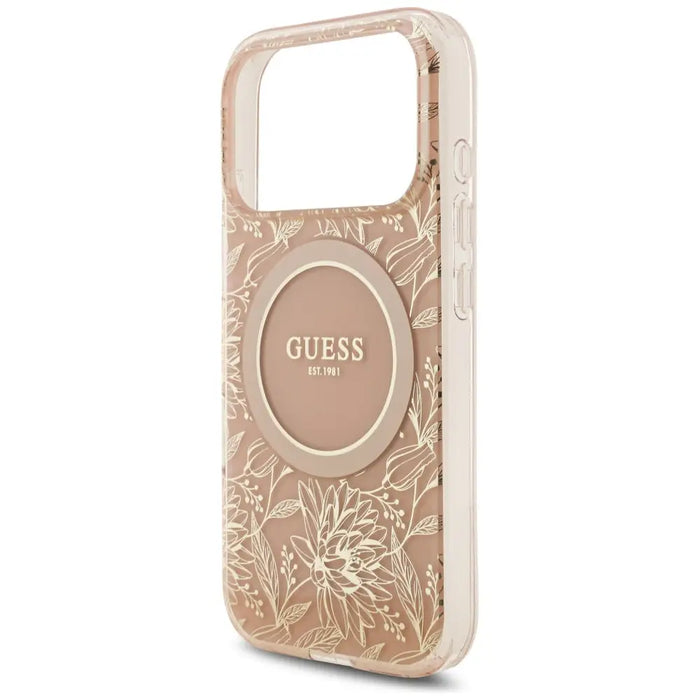 Guess IML Flowers Electro Pearl Strap MagSafe Case for iPhone 17 Pro - Pink - Cell phone cases and covers<<<HurtelXML