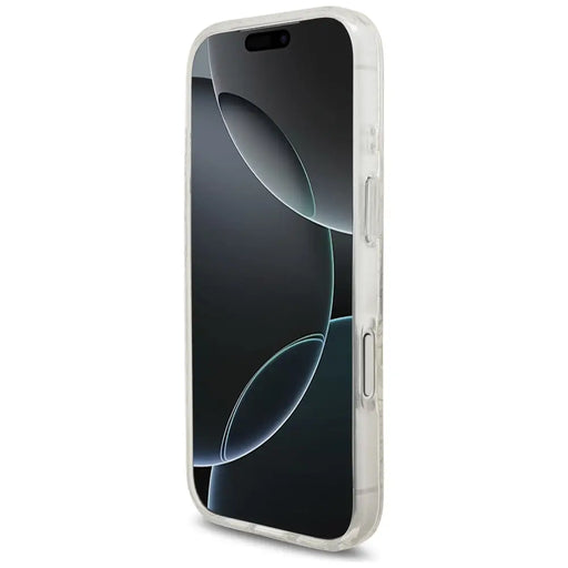 Guess IML Flowers Electro Pearl Strap MagSafe Case for iPhone 17 Pro - White - Cell phone cases and covers<<<HurtelXML