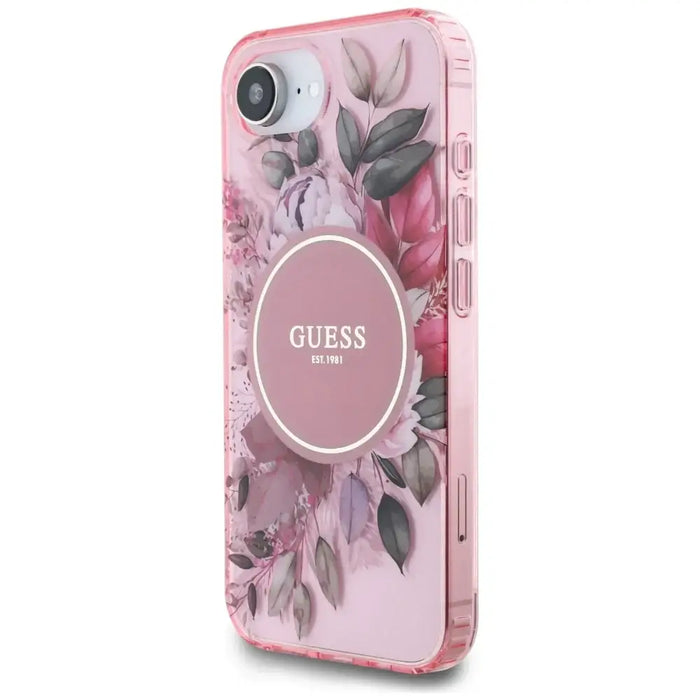 Guess IML Flowers MagSafe iPhone 16e Case - Pink - Cell phone cases and covers<<<HurtelXML