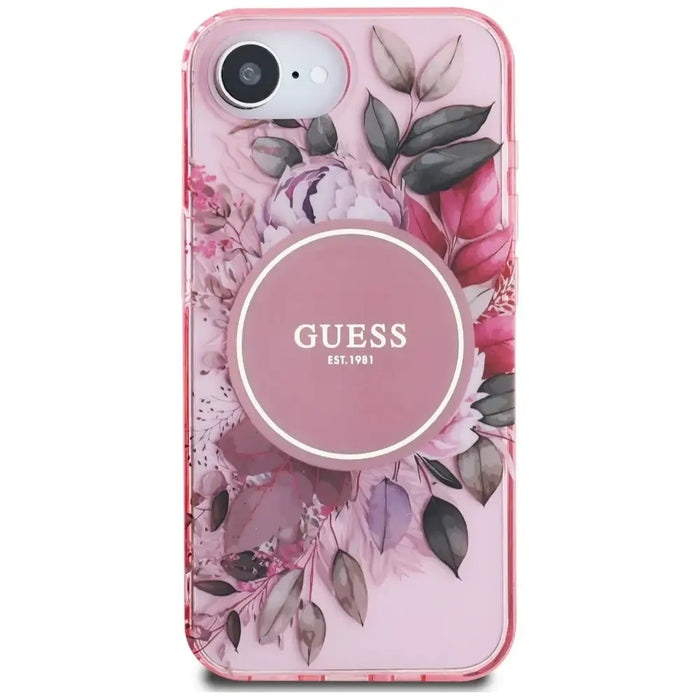Guess IML Flowers MagSafe iPhone 16e Case - Pink - Cell phone cases and covers<<<HurtelXML