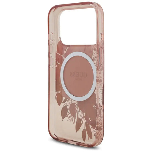Guess IML Flowers Pearl Strap MagSafe Case for iPhone 17 Pro - Pink - Cell phone cases and covers<<<HurtelXML
