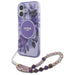 Guess IML Flowers With Pearl Strap MagSafe case for iPhone 16 Plus - purple - Cell phone cases and covers<<<HurtelXML