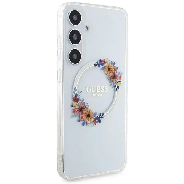 Guess IML Flowers Wreath MagSafe case for Samsung Galaxy S24+ - transparent - Cell phone cases and covers<<<HurtelXML