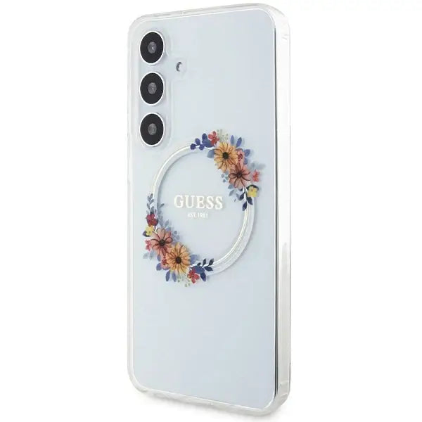 Guess IML Flowers Wreath MagSafe case for Samsung Galaxy S24+ - transparent - Cell phone cases and covers<<<HurtelXML