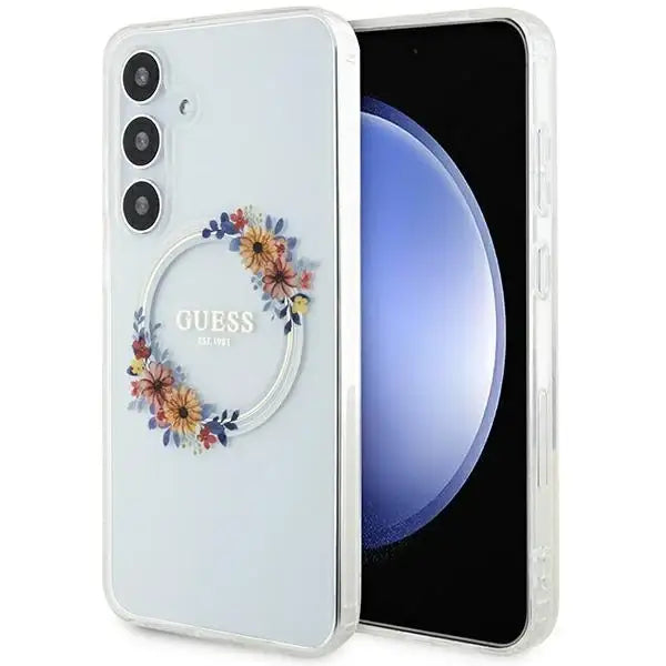 Guess IML Flowers Wreath MagSafe case for Samsung Galaxy S24+ - transparent - Cell phone cases and covers<<<HurtelXML