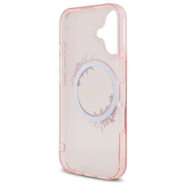 Guess IML Flowers Wreath MagSafe iPhone 16 Case - Pink - Cell phone cases and covers<<<HurtelXML