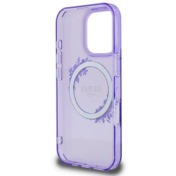 Guess IML Flowers Wreath MagSafe iPhone 16 Pro Case - Purple - Cell phone cases and covers<<<HurtelXML