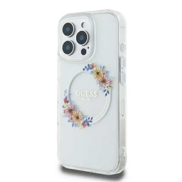 Guess IML Flowers Wreath MagSafe iPhone 16 Pro Max Case - Clear - Cell phone cases and covers<<<HurtelXML