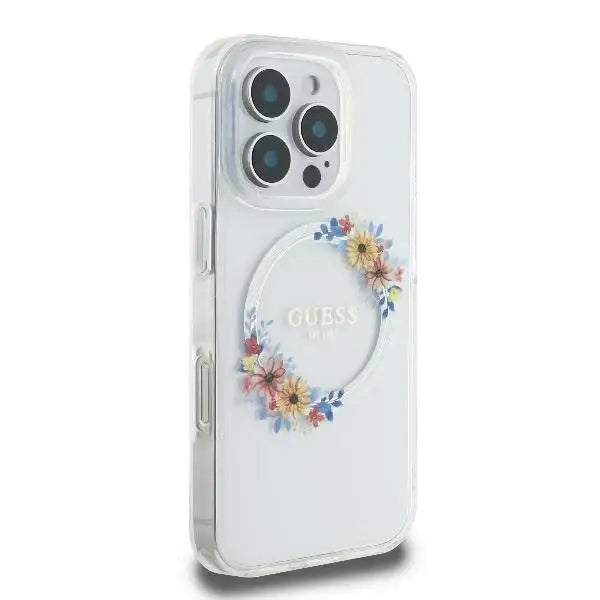 Guess IML Flowers Wreath MagSafe iPhone 16 Pro Max Case - Clear - Cell phone cases and covers<<<HurtelXML