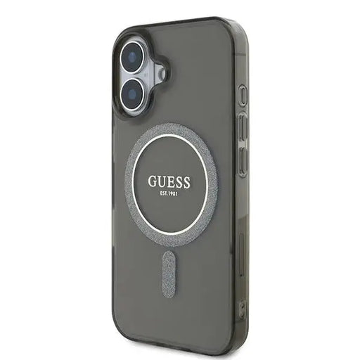 Guess IML Glitter Circle MagSafe case for iPhone 16 - black - Cell phone cases and covers<<<HurtelXML