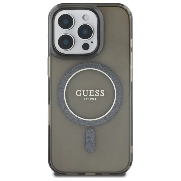 Guess IML Glitter Circle MagSafe case for iPhone 16 Pro Max - black - Cell phone cases and covers<<<HurtelXML
