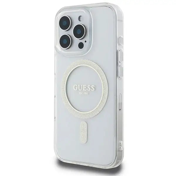 Guess IML Glitter Circle MagSafe Case for iPhone 16 Pro Max - Clear - Cell phone cases and covers<<<HurtelXML