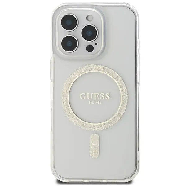 Guess IML Glitter Circle MagSafe Case for iPhone 16 Pro Max - Clear - Cell phone cases and covers<<<HurtelXML