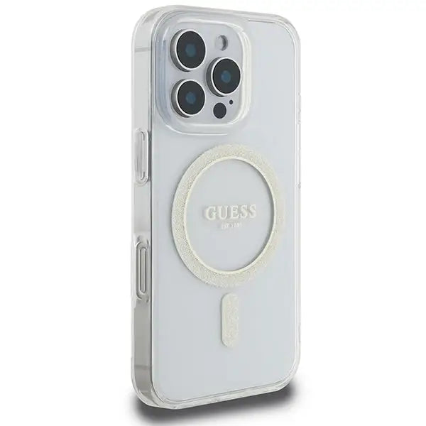 Guess IML Glitter Circle MagSafe Case for iPhone 16 Pro Max - Clear - Cell phone cases and covers<<<HurtelXML
