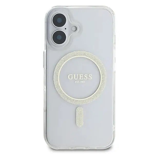 Guess IML Glitter Circle MagSafe iPhone 16 Case - Clear - Cell phone cases and covers<<<HurtelXML
