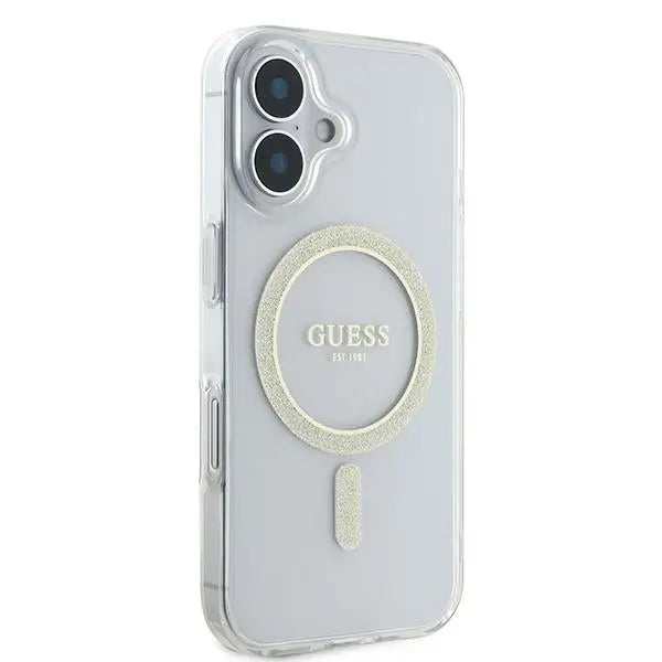 Guess IML Glitter Circle MagSafe iPhone 16 Case - Clear - Cell phone cases and covers<<<HurtelXML