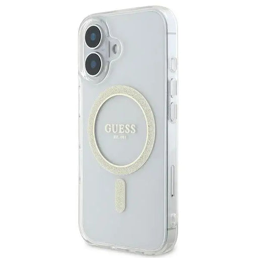 Guess IML Glitter Circle MagSafe iPhone 16 Case - Clear - Cell phone cases and covers<<<HurtelXML