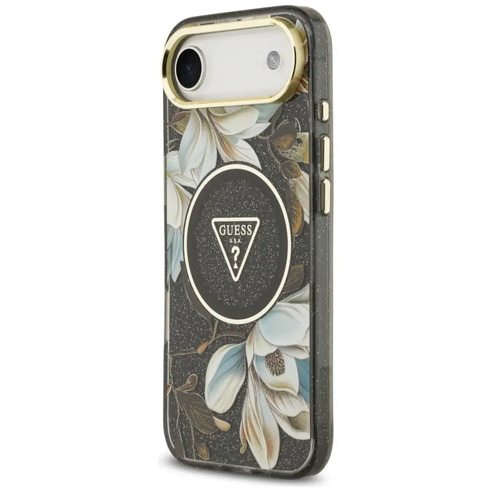 Guess IML Glitter Flowers Triangle MagSafe case for iPhone Air - black - Cell phone cases and covers<<<HurtelXML