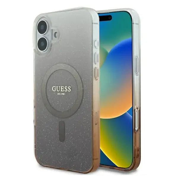 Guess IML Glitter Gradient MagSafe Case for iPhone 16 Plus - Brown - Cell phone cases and covers<<<HurtelXML