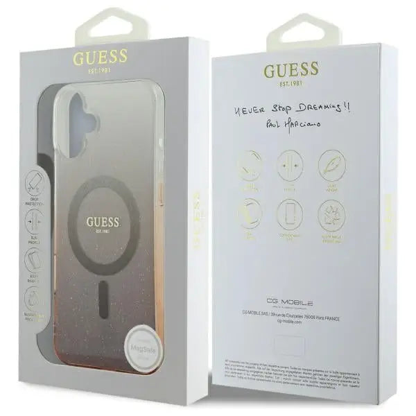 Guess IML Glitter Gradient MagSafe iPhone 16 Case - Brown - Cell phone cases and covers<<<HurtelXML