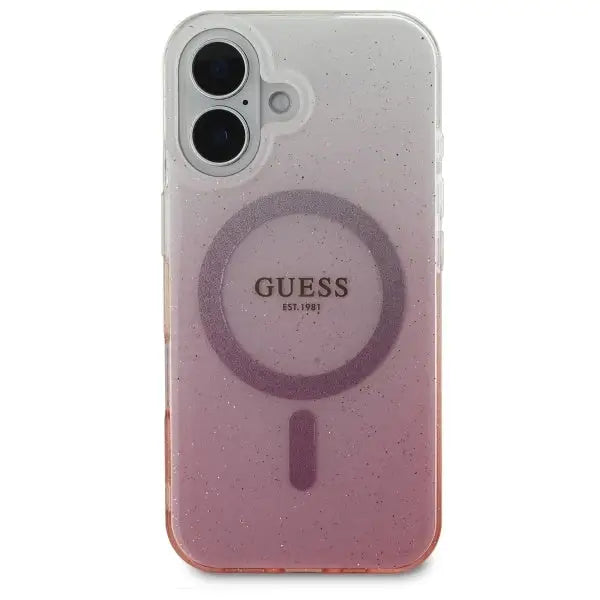 Guess IML Glitter Gradient MagSafe iPhone 16 Case - Pink - Cell phone cases and covers<<<HurtelXML